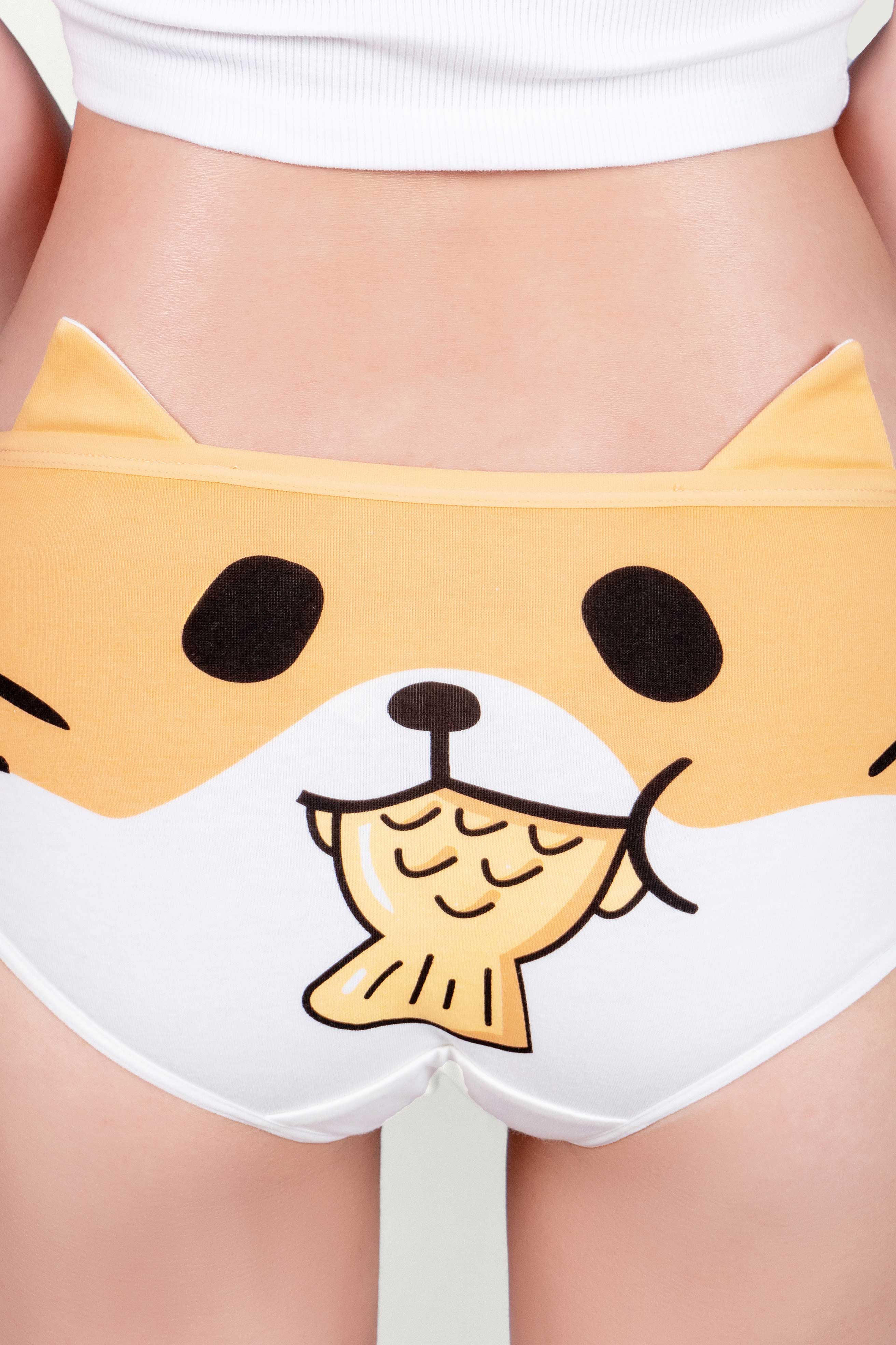 韓國吐司貓韓國人氣IP POUND CAT 聯名抗菌中腰三角褲 #color_cocoawhite